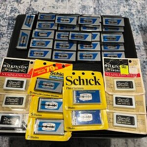 Huge Vintage Lot Packs Schick Plus Platinum Double Edge Wilkinson Razor Blades